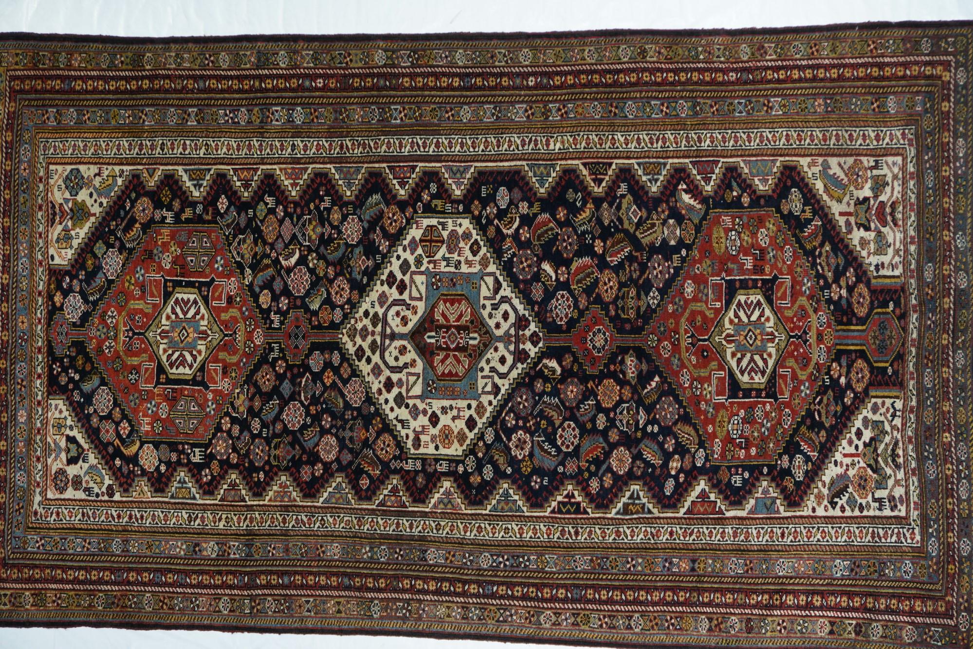 Early 20th Century Antique Khamseh Tribal Rug For Sale