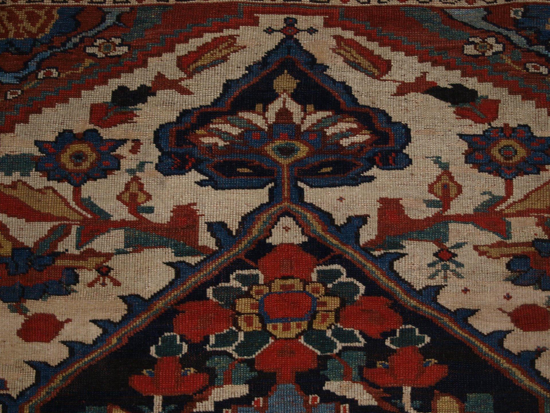 Antique Khamseh tribal rug of beautiful design and colour.  Circa 1870. For Sale 4