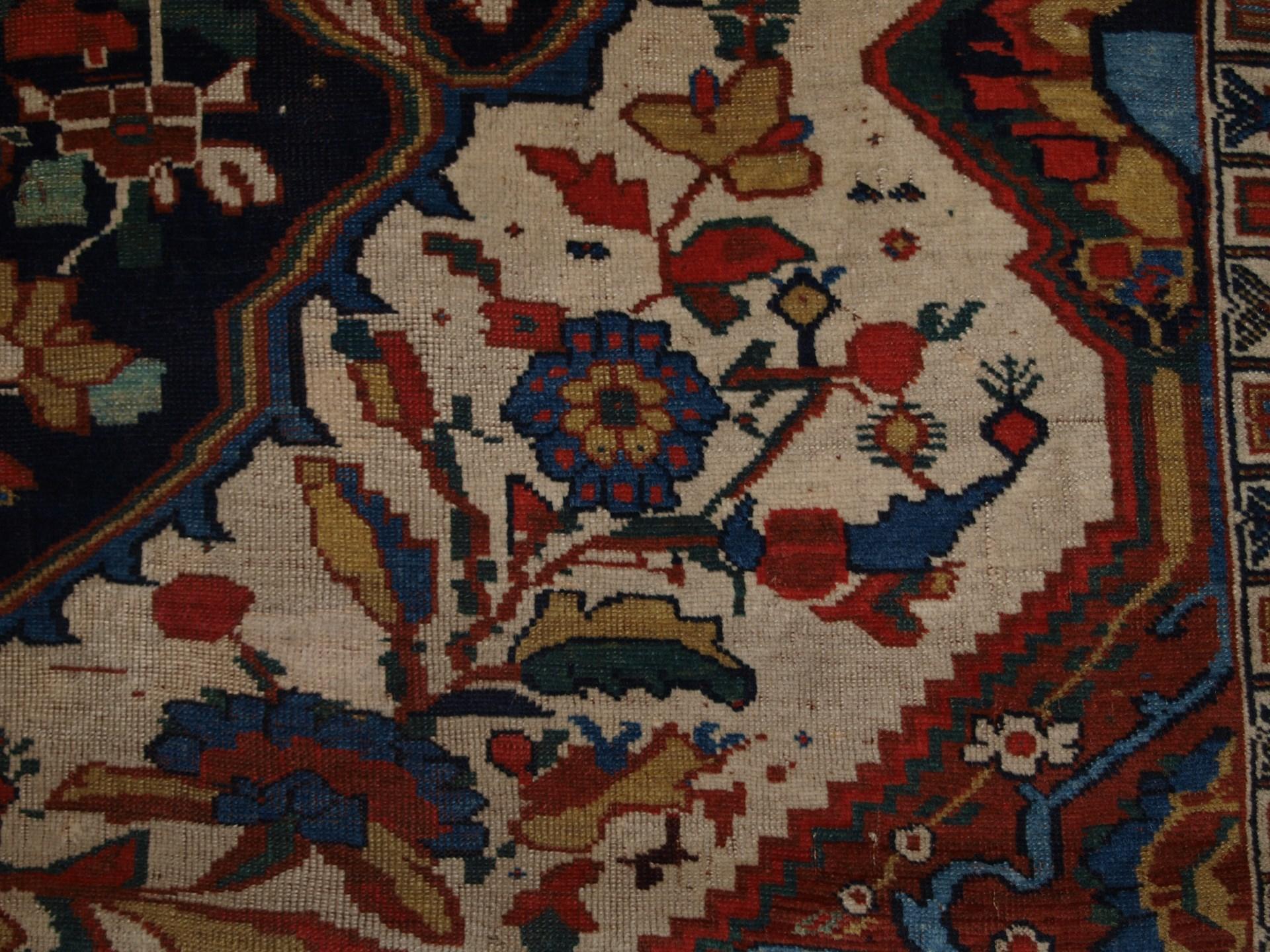 Antique Khamseh tribal rug of beautiful design and colour.  Circa 1870. For Sale 2