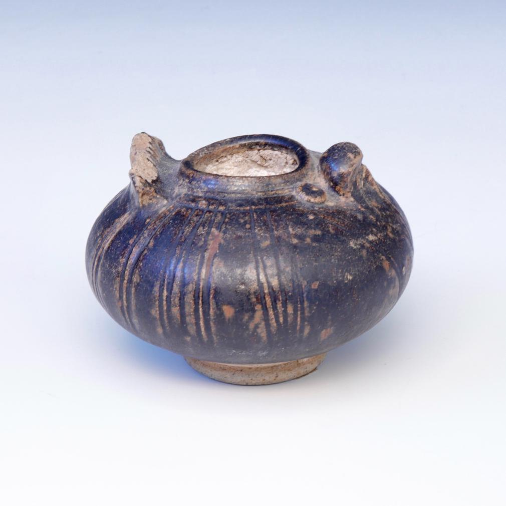 Glazed Antique Khmer Bird Shaped Ceramic Lime Pot For Sale