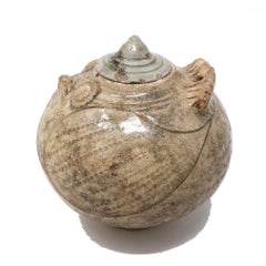 Antique Khmer Celadon Ceramic Owl Shaped Lime Pot