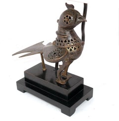 Antique Khorasan Brass Bird Lamps Tony Duquette Era Mid Century Modern