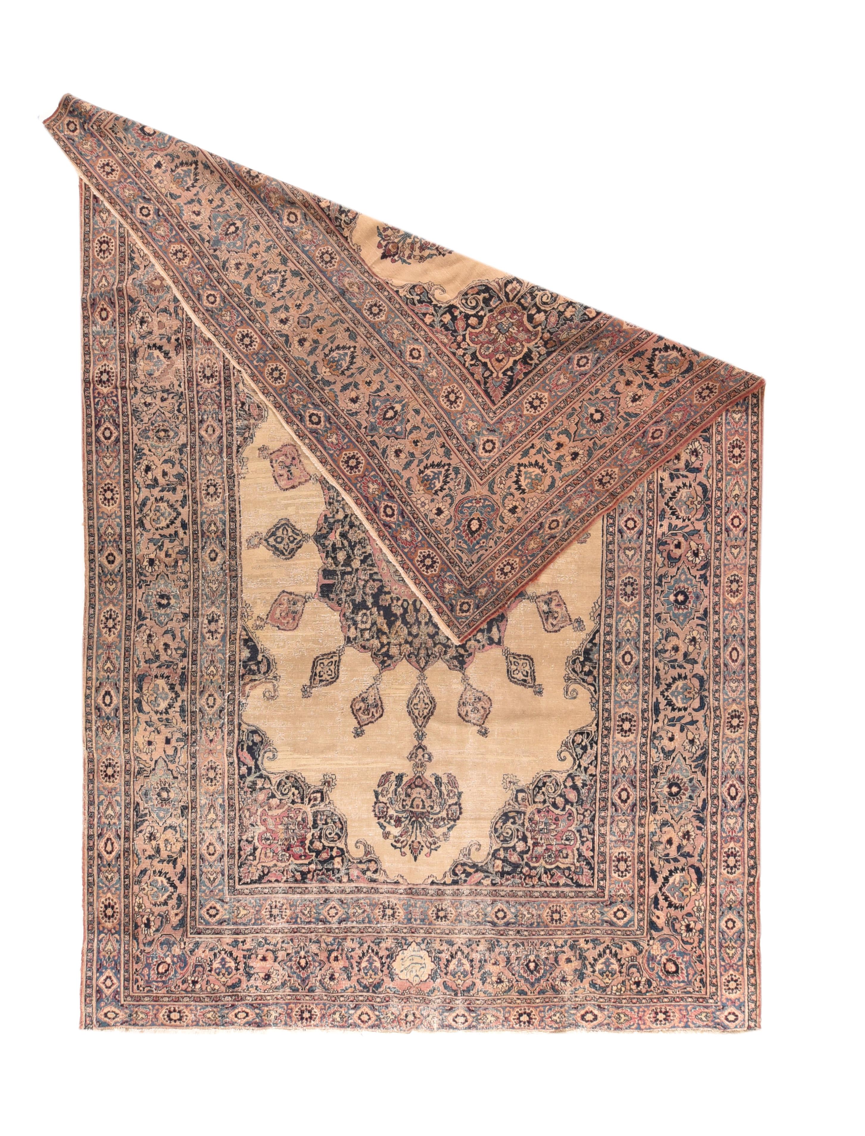 Antique Khorasan rug measures 9'9'' x 14'10''.