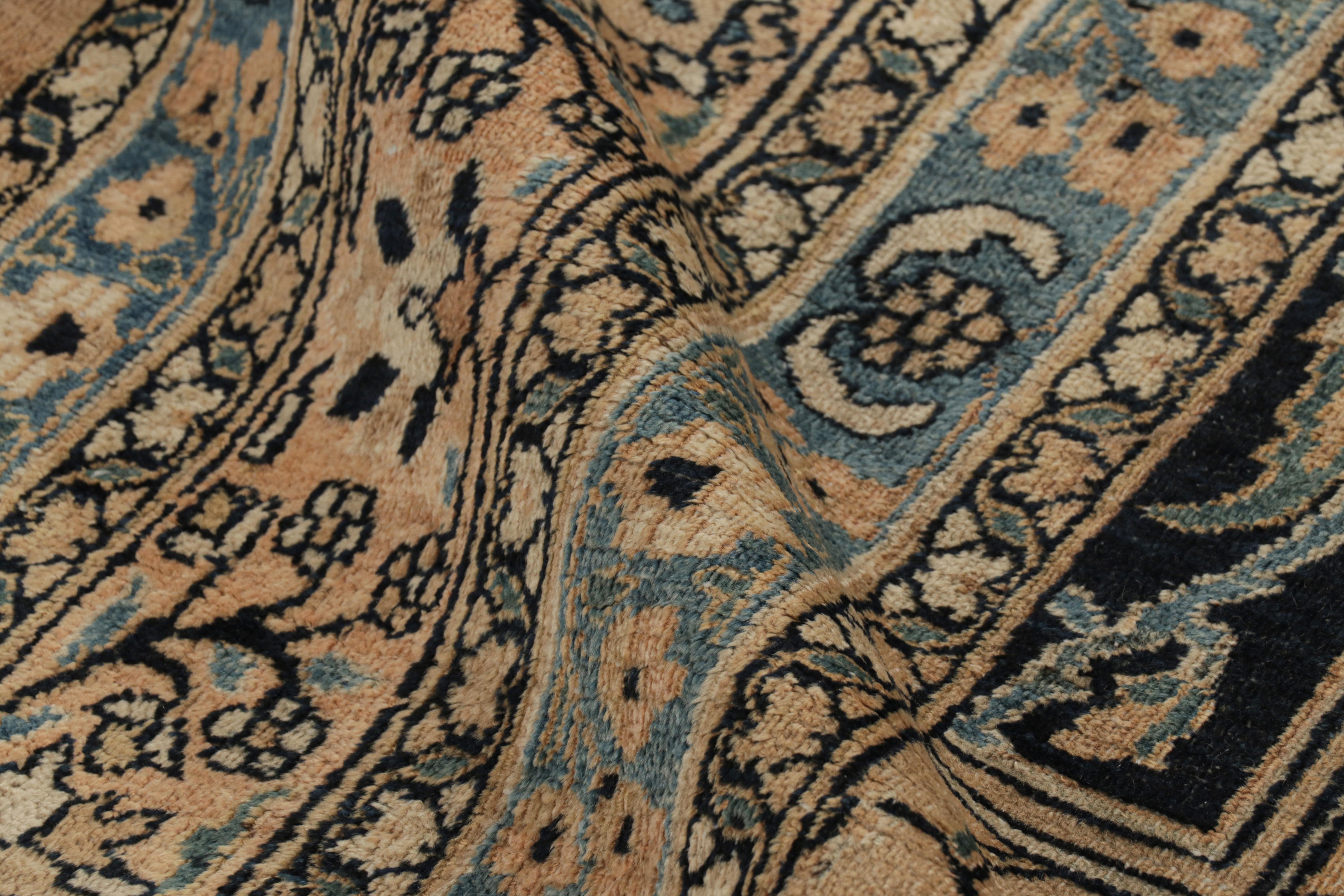 Antique Khorassan Persian Rug, Camel and Dark Blue Floral Patterns - Rug & Kilim For Sale 1