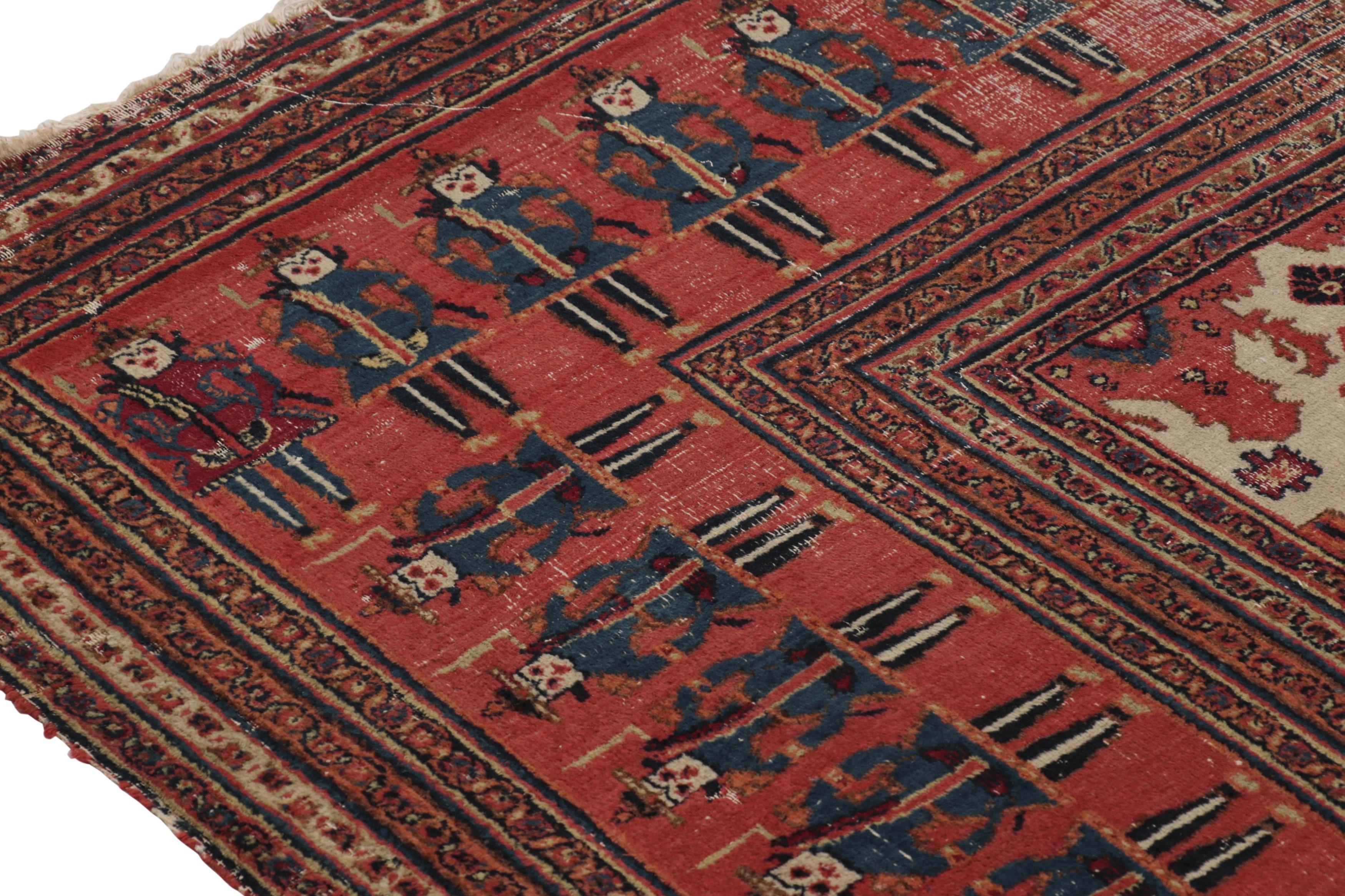 Persiano Antico tappeto persiano Khorassan con motivi floreali beige e rossi - Rug & Kilim in vendita