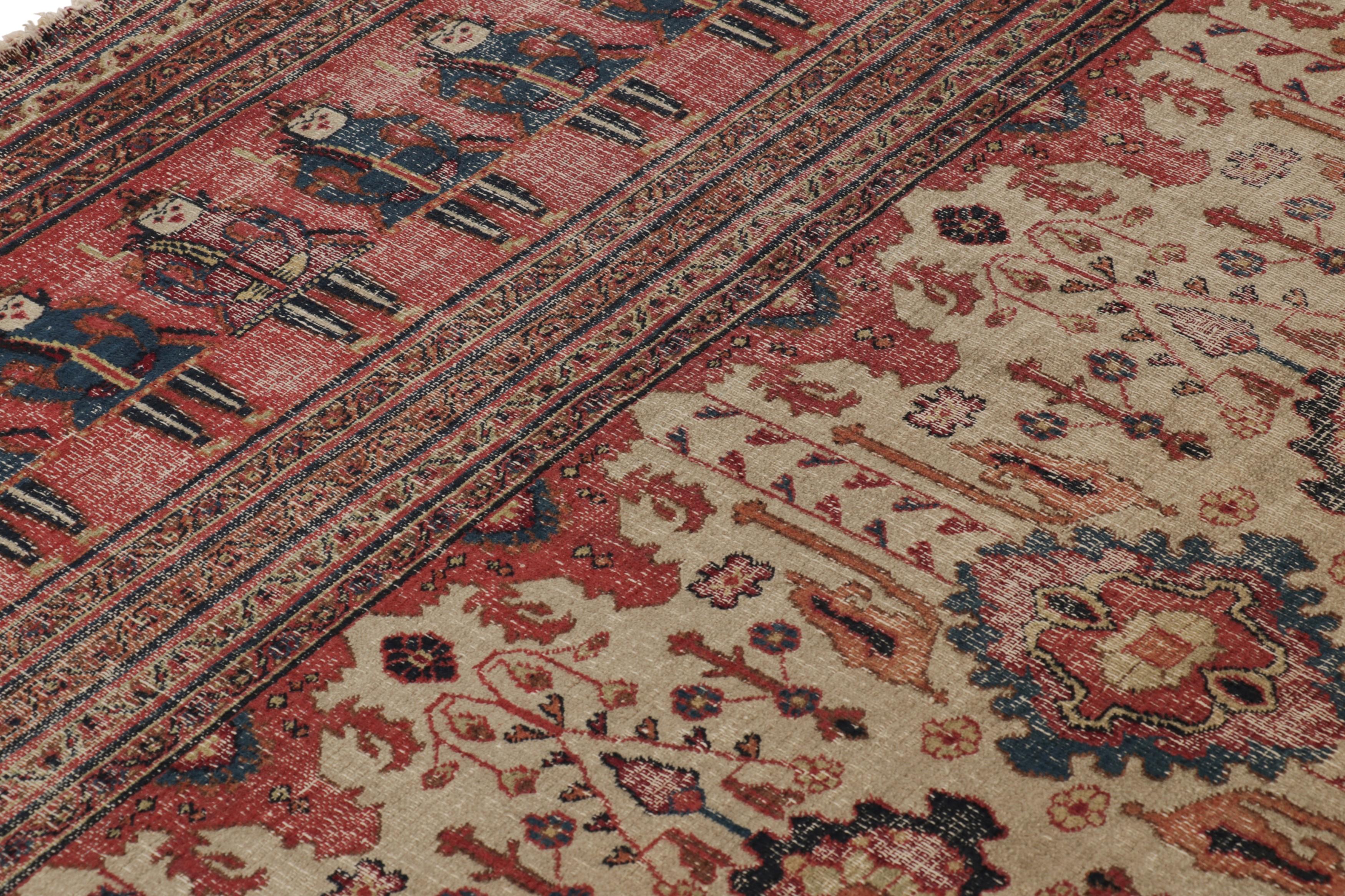 Inizio XX secolo Antico tappeto persiano Khorassan con motivi floreali beige e rossi - Rug & Kilim in vendita