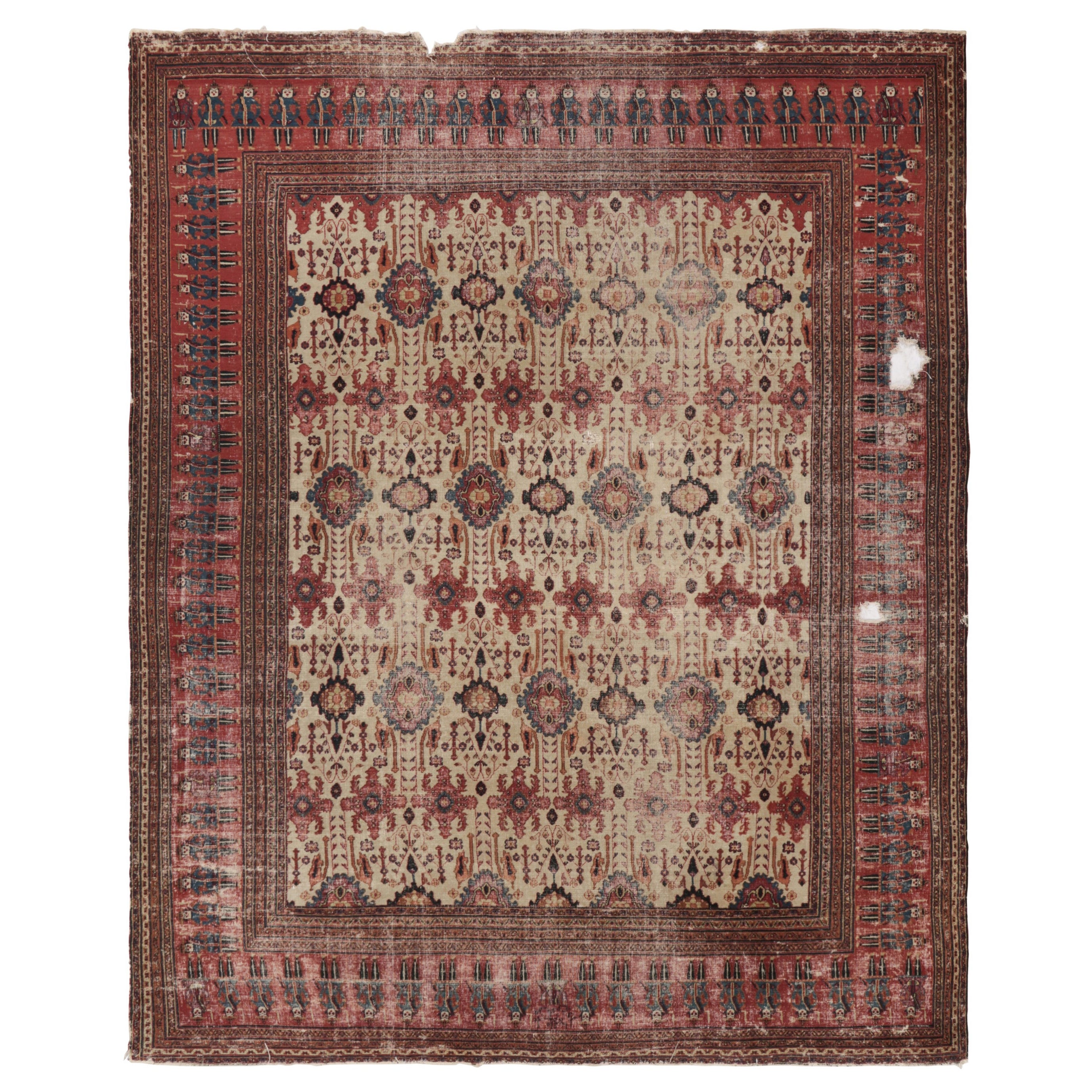 Antico tappeto persiano Khorassan con motivi floreali beige e rossi - Rug
Kilim