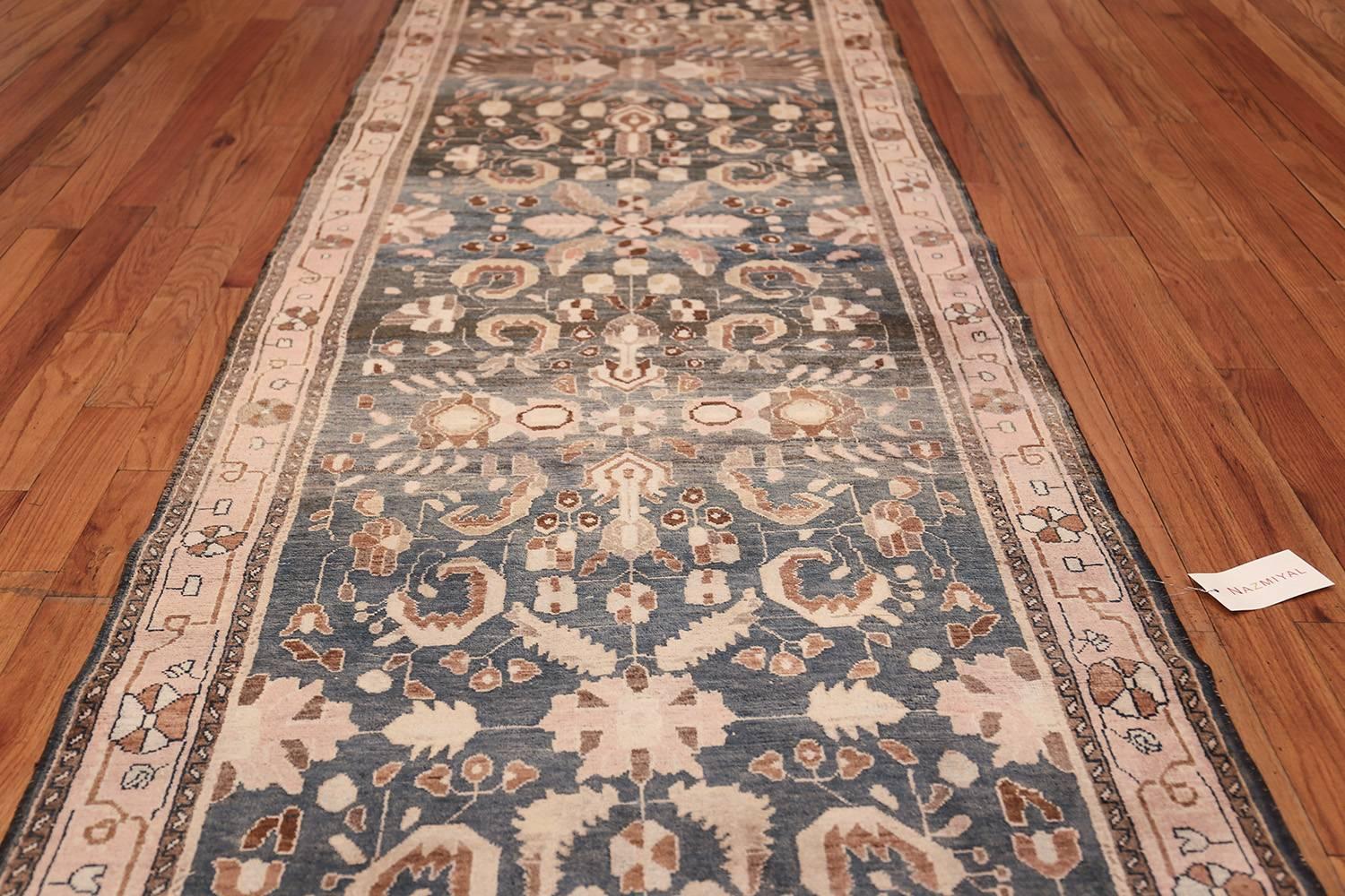 Wool Antique Khorassan Persian Runner Rug. Size: 3 ft 6 in x 12 ft 10 in 