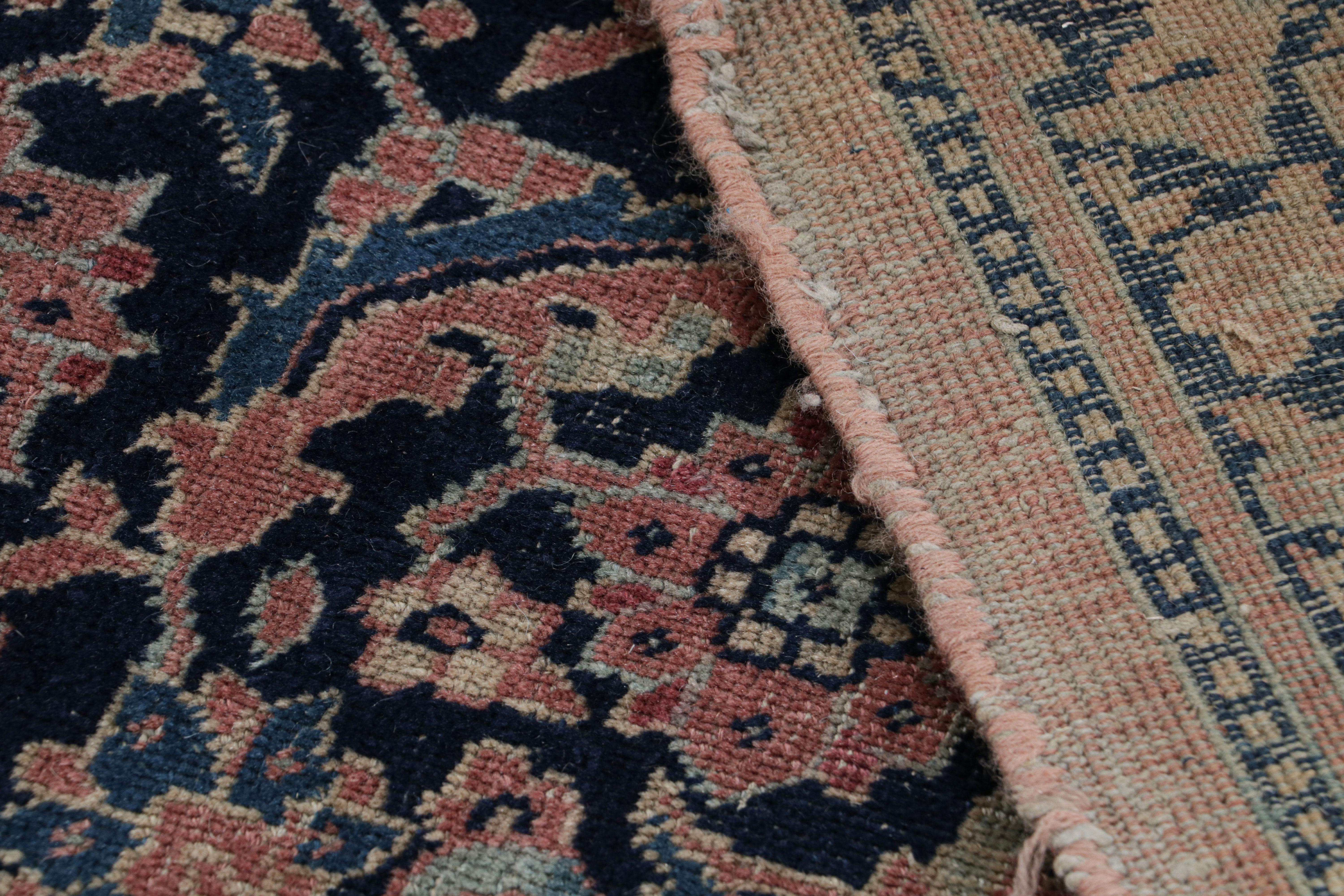 Antique Tabriz Persian Rug in Blue & Gold With Floral Patterns, From Rug & Kilim For Sale 1
