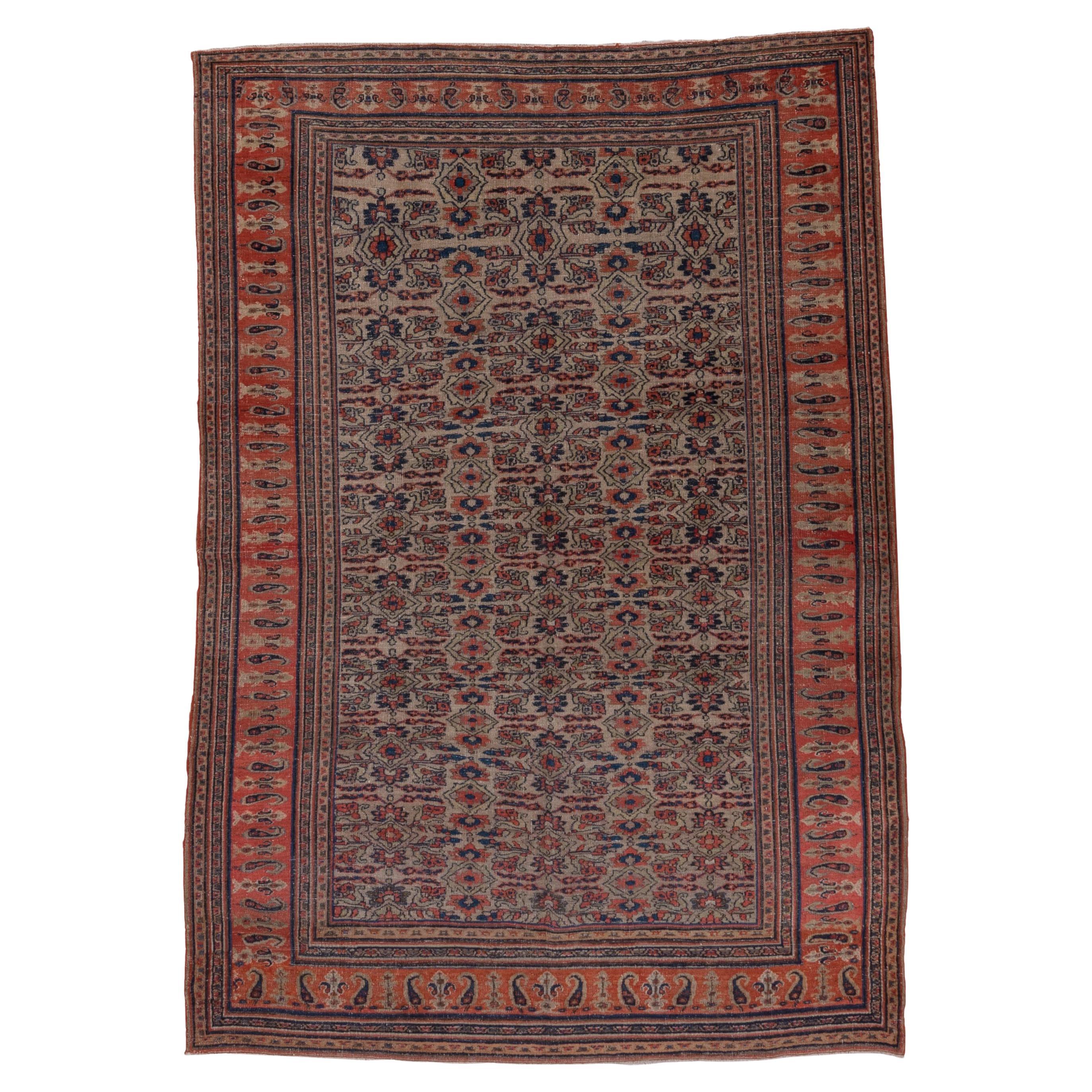 Antique Khorassan Rug Persian Floral Grid For Sale