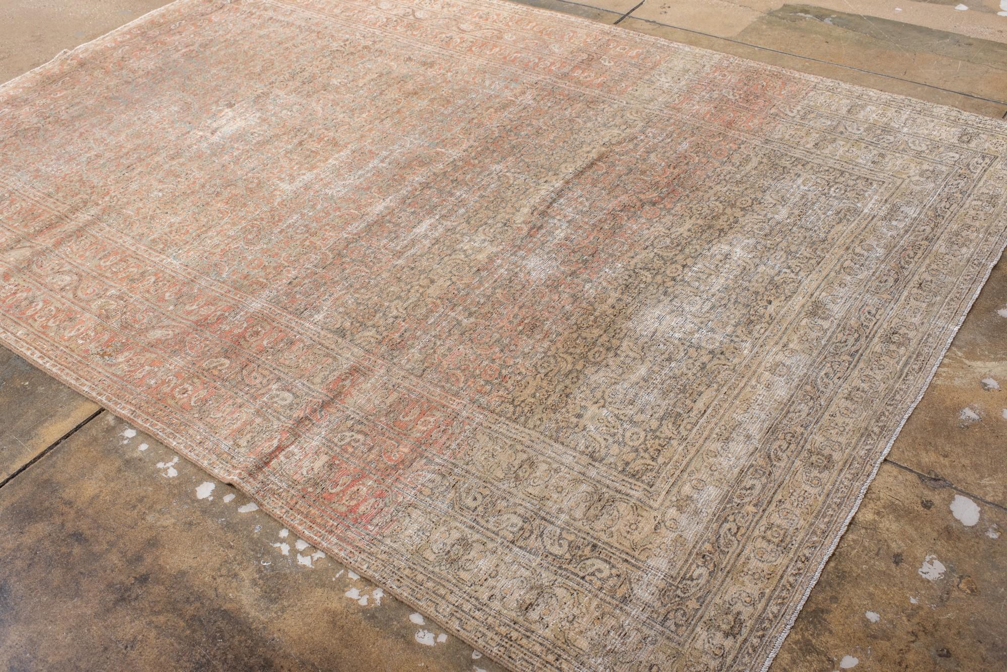 Persian Antique Khorassan Rug with Faded Allover Floral Pattern For Sale
