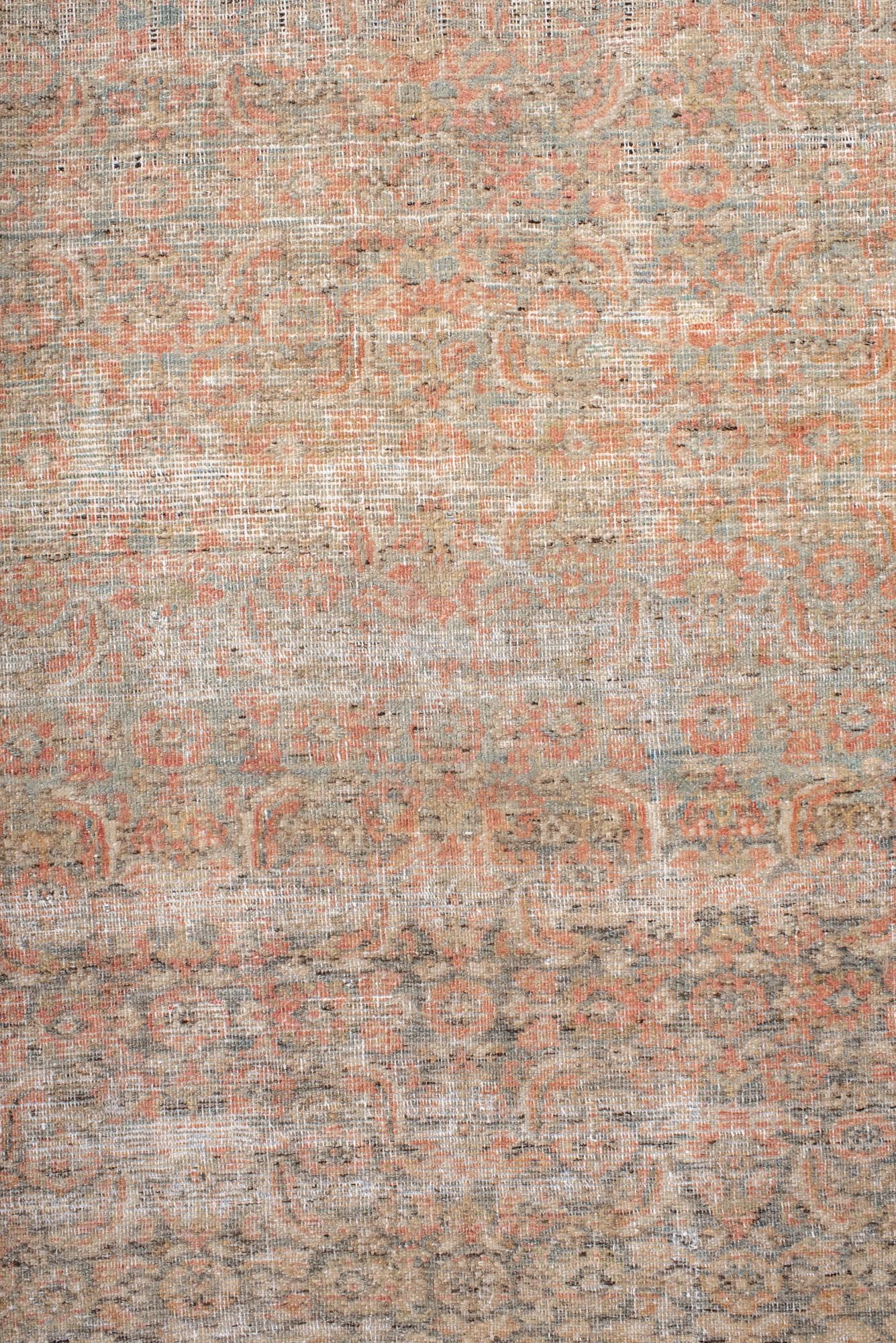 Hand-Knotted Antique Khorassan Rug with Faded Allover Floral Pattern For Sale