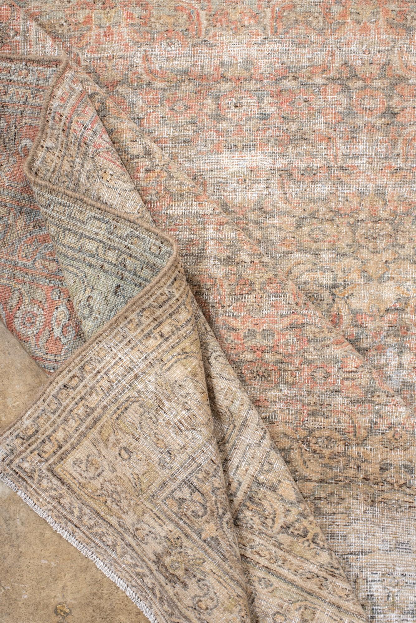 Antique Khorassan Rug with Faded Allover Floral Pattern For Sale 1
