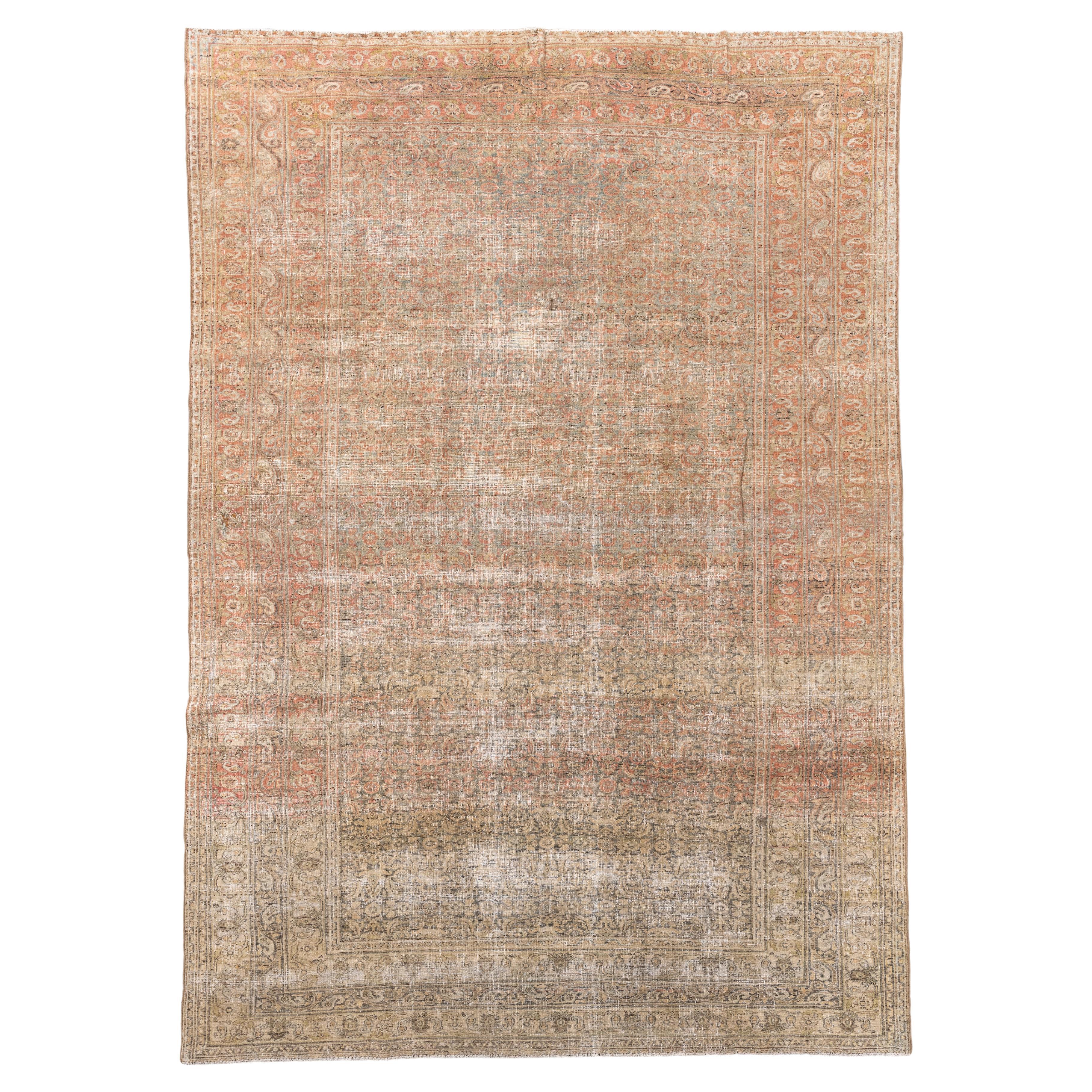 Antique Khorassan Rug with Faded Allover Floral Pattern For Sale