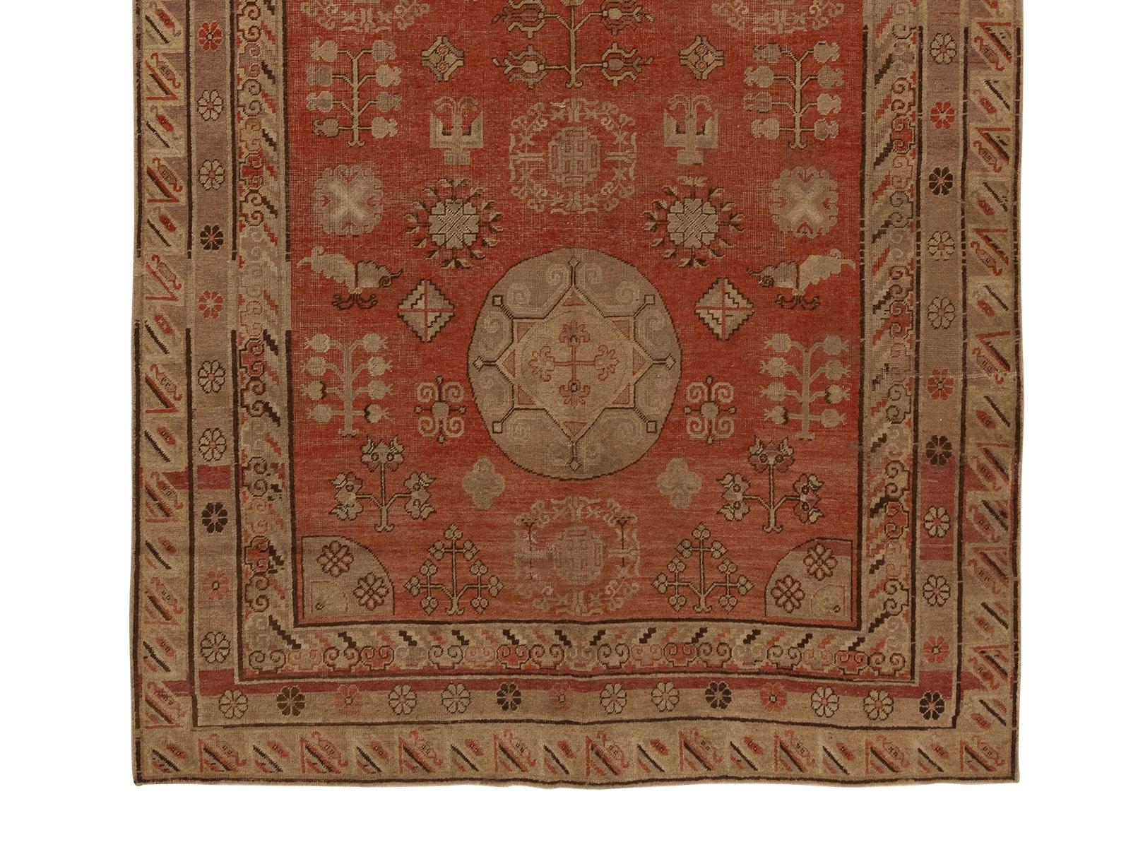 Turkestan Antique Khotan Area Rug For Sale