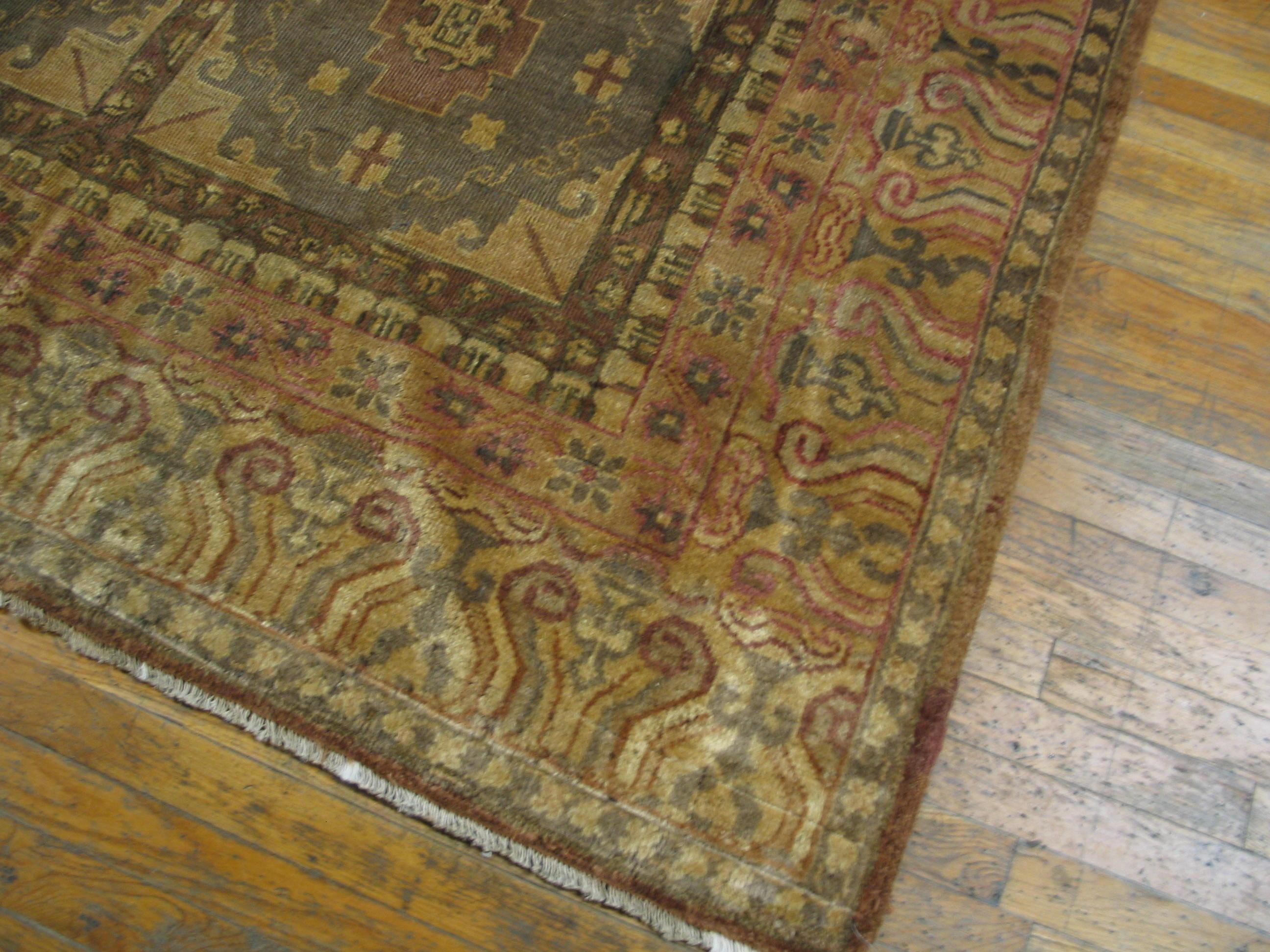 Early 20th Century Central Asian Chinese Khotan Carpet (6'3