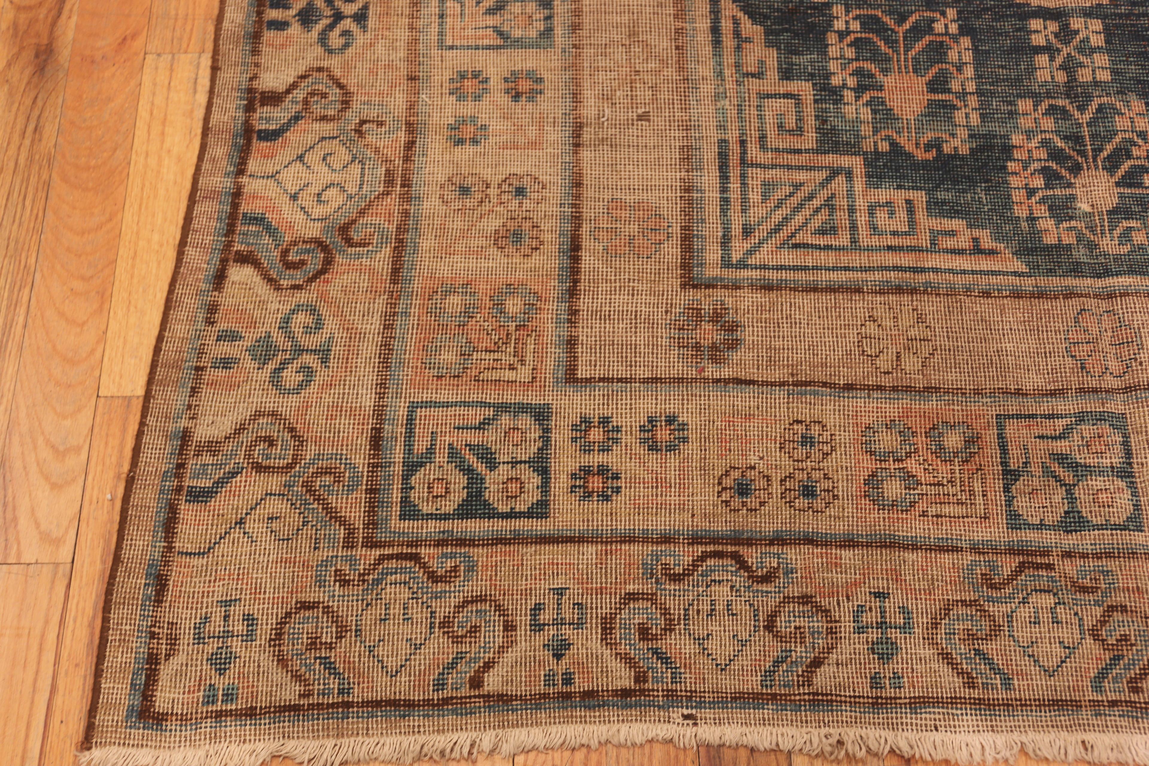 Hand-Knotted Antique Khotan East Turkestan Rug. 6 ft 6 in x 13 ft 9 in For Sale