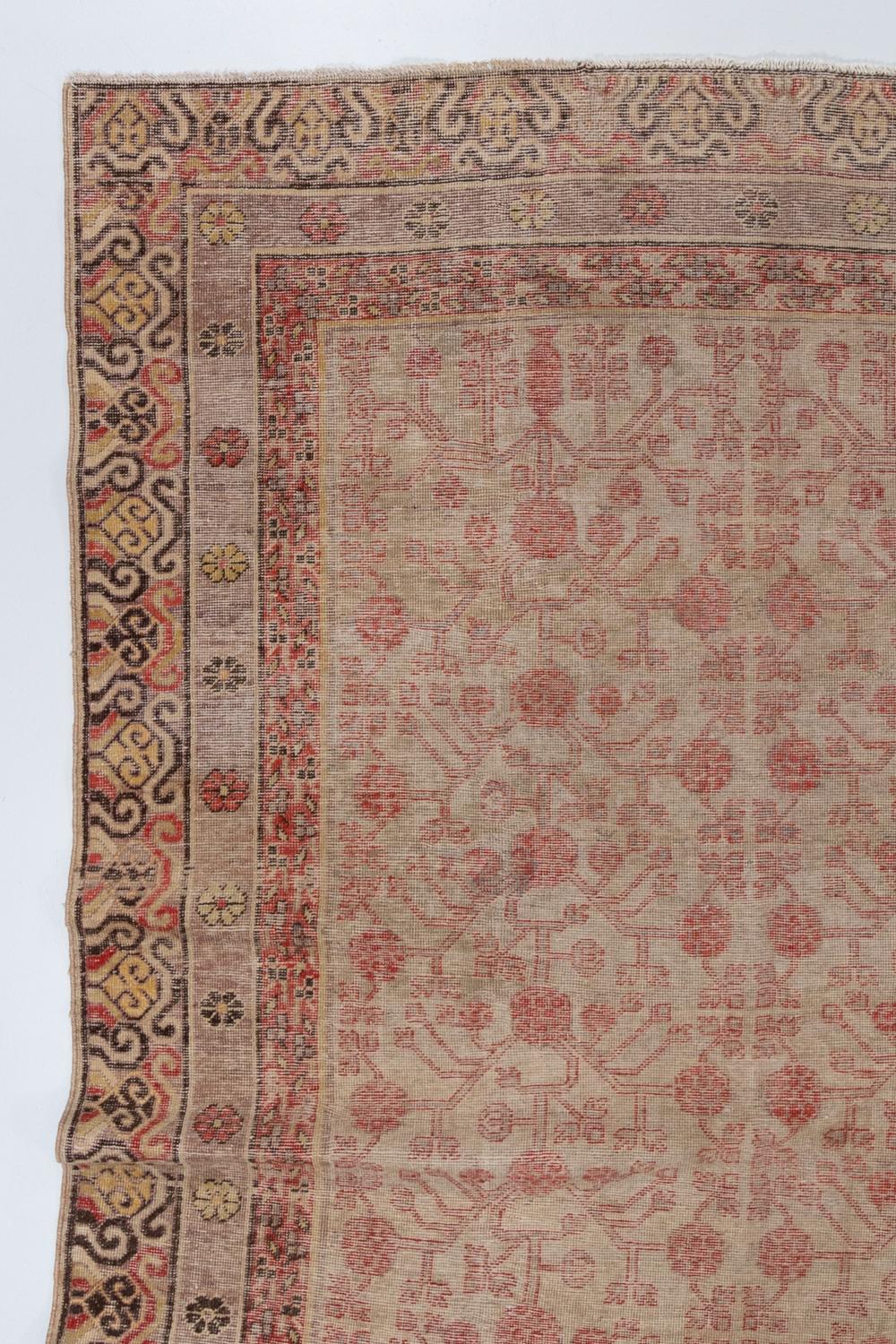 Hand-Woven Antique Khotan Gallery Rug For Sale