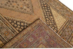 Antique Khotan Hand-Knotted Wool Rug, Tan Medallion, 1920s