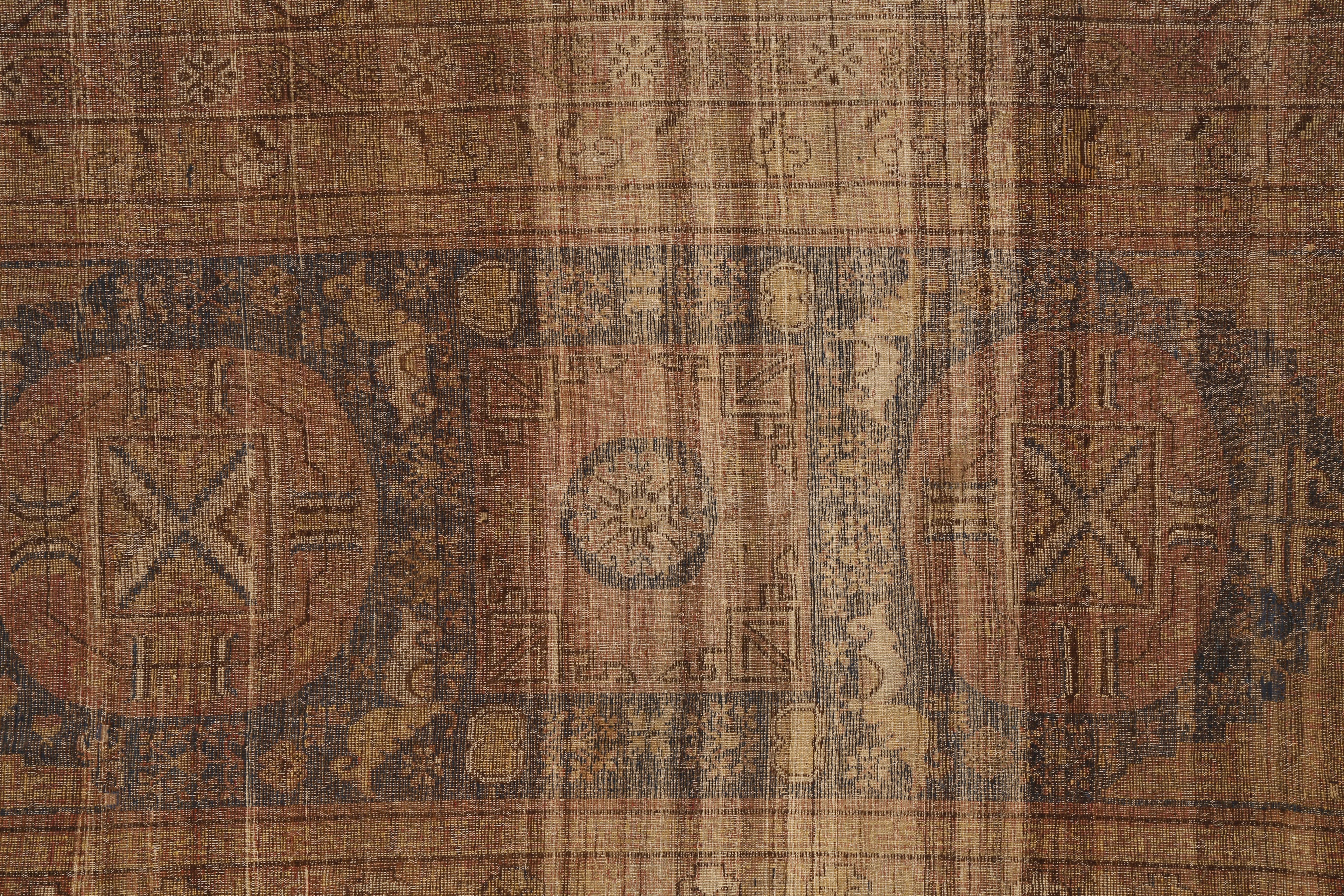 Late 19th Century Antique Khotan Main Rug with Mandala and Moon Shaped Roundels For Sale
