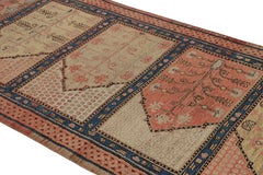 Antique Khotan Pink and Blue Wool Runner Geometric Pattern by Rug & Kilim