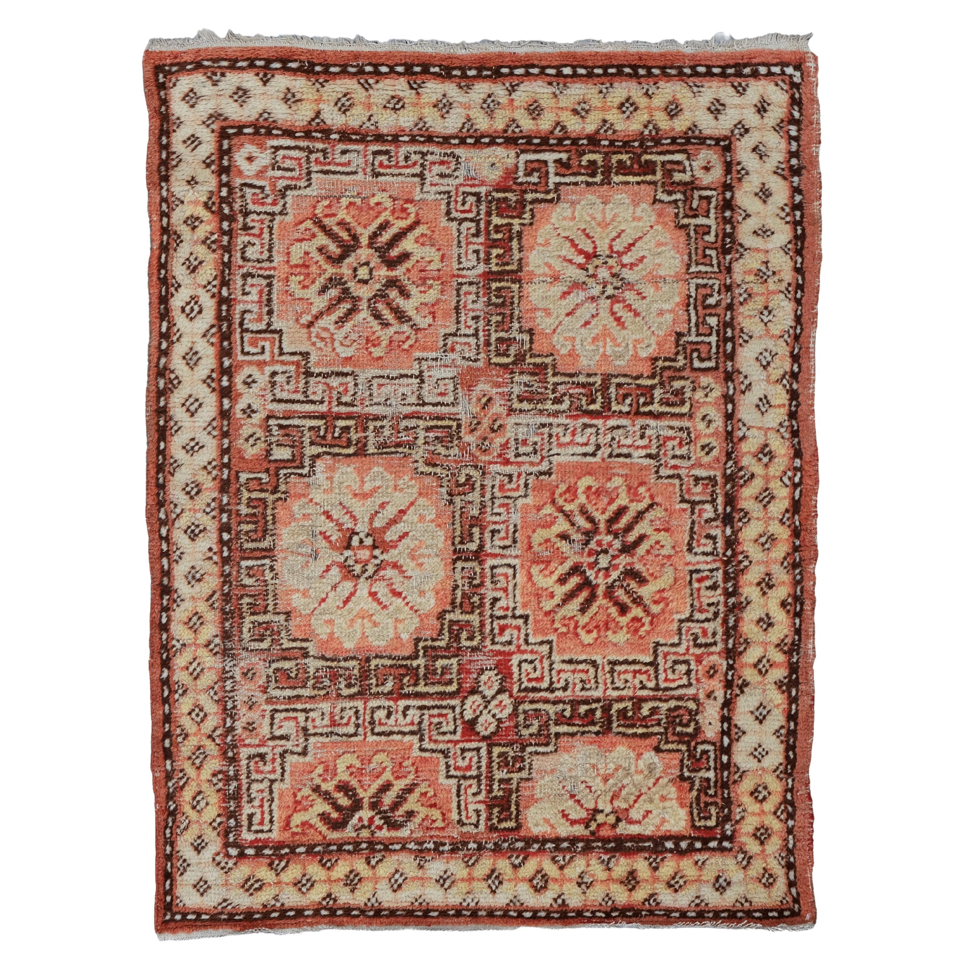 Antiker Khotan-Teppich - Khotan-Teppich des 19. Jahrhunderts, handgewebter Teppich, antiker Teppich