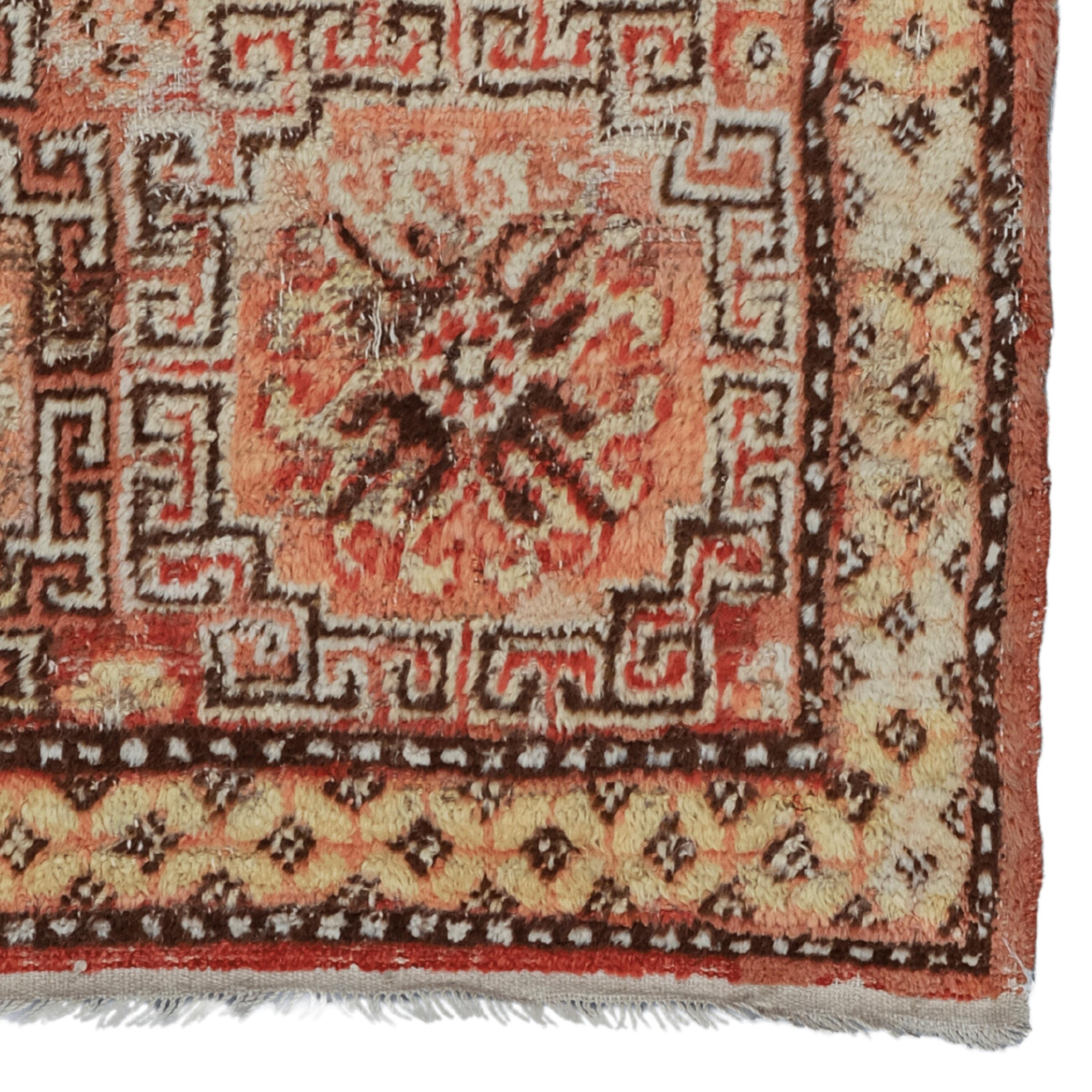 Antiker Khotan-Teppich - Khotan-Teppich aus dem 19. Jahrhundert, handgewebter türkischer Teppich, antiker Teppich (Wolle) im Angebot