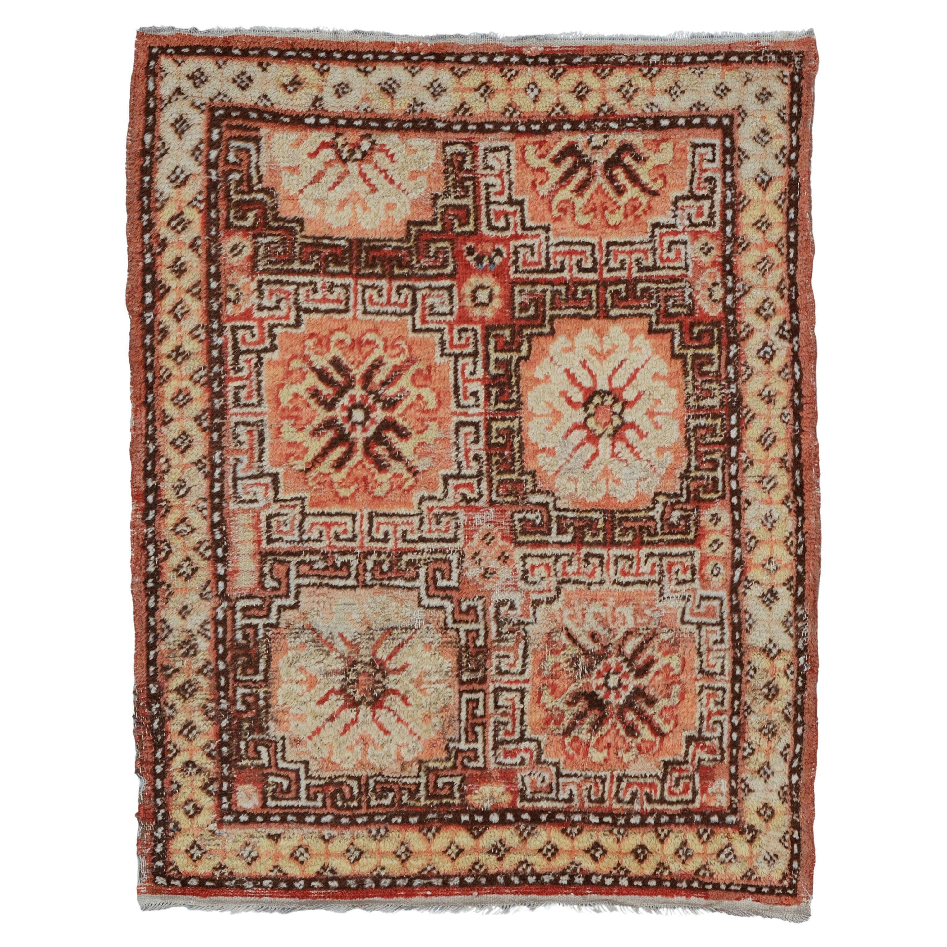 Antiker Khotan-Teppich - Khotan-Teppich aus dem 19. Jahrhundert, handgewebter türkischer Teppich, antiker Teppich im Angebot