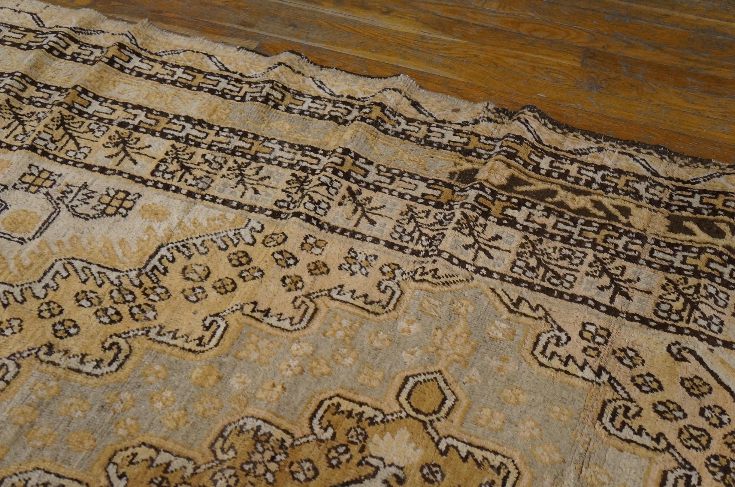 Chinese 1930s Central Asian Khotan Carpet ( 7'9