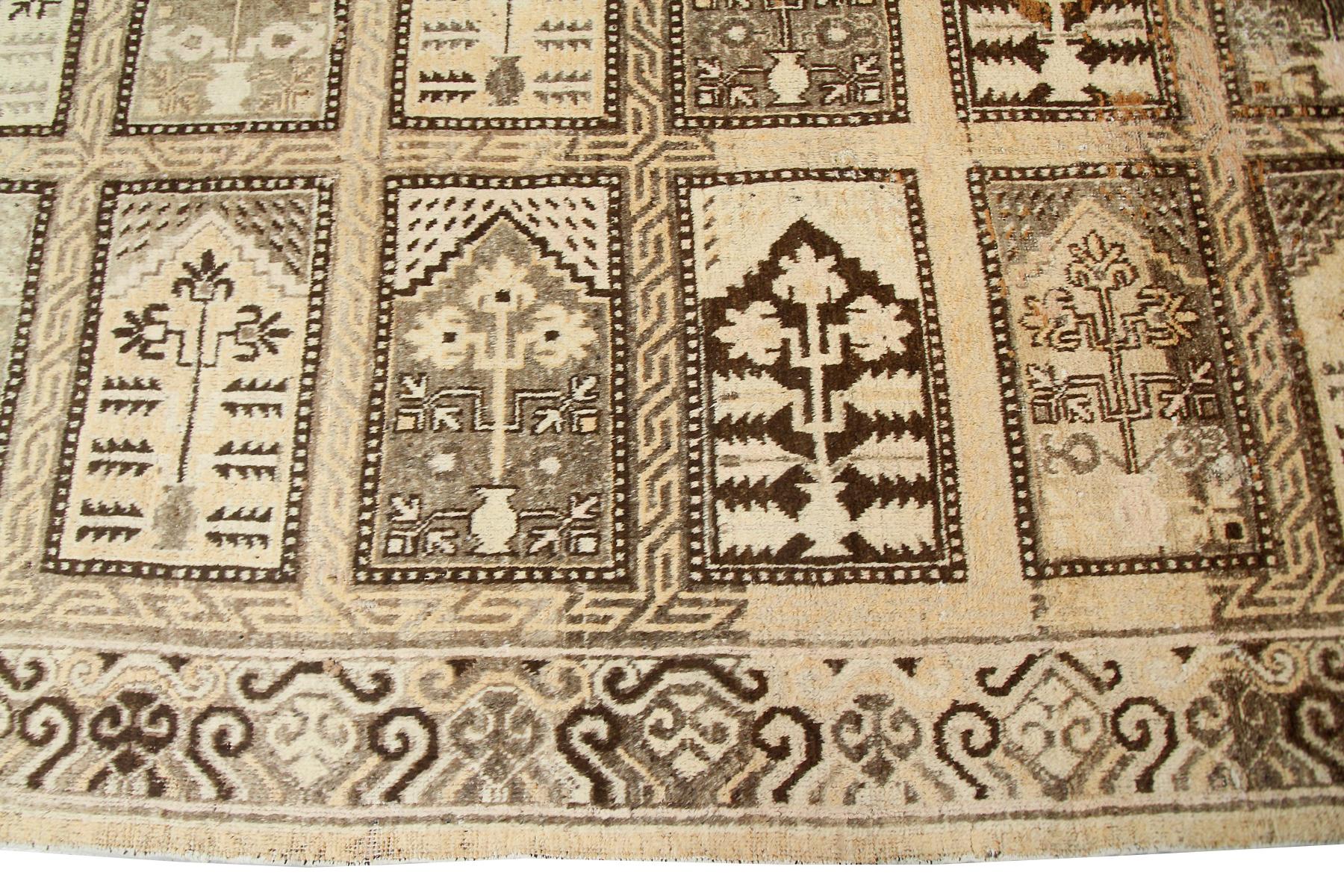 Tapis Khotan antique Samarkand géométrique beige Turkestan 1890 en vente 2