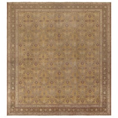 Antique Khotan Rug, Beige and Gold Floral Geometric Pattern - Rug & Kilim