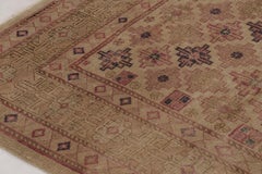 Antique Khotan Rug, Beige and Pink Floral Geometric Pattern - Rug & Kilim