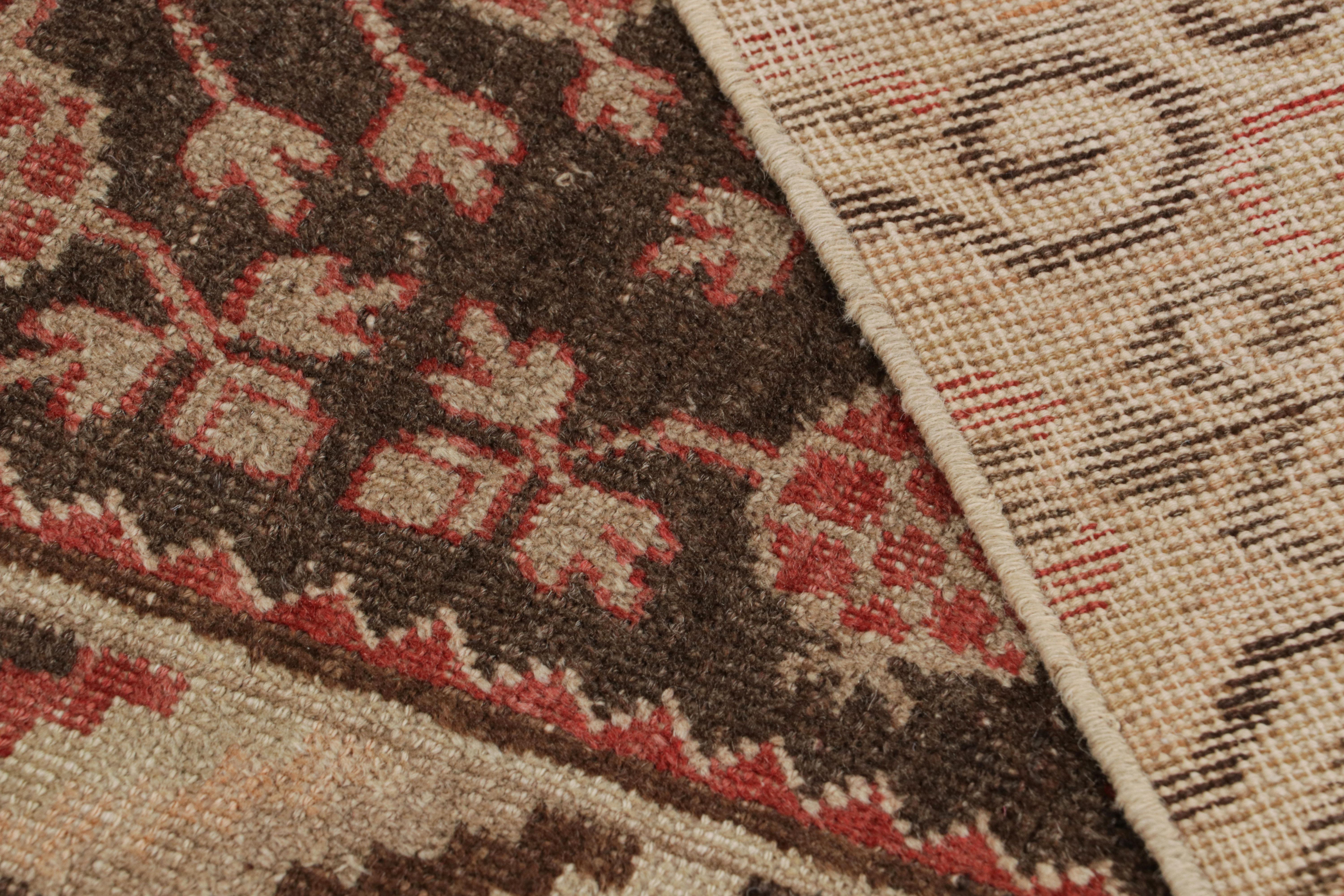 Wool Antique Khotan Rug Beige Brown and Red Pomegranate Pattern by Rug & Kilim For Sale