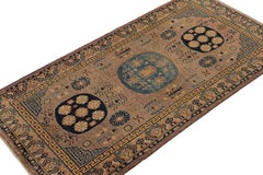 Antique Khotan rug in Beige-Brown, Blue & Gold Medallions, from Rug & Kilim