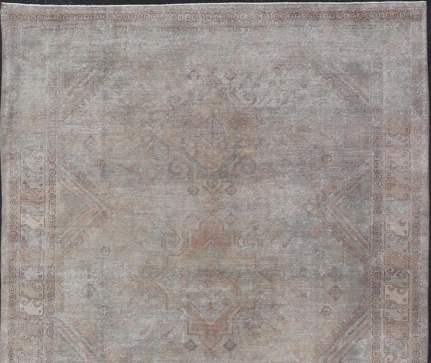 Antique Khotan Rug in Medallions with Silvery Background and Muted Colors  For Sale 5
