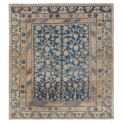 Antique Khotan Rug in Navy Blue with Pomegranate Patterns