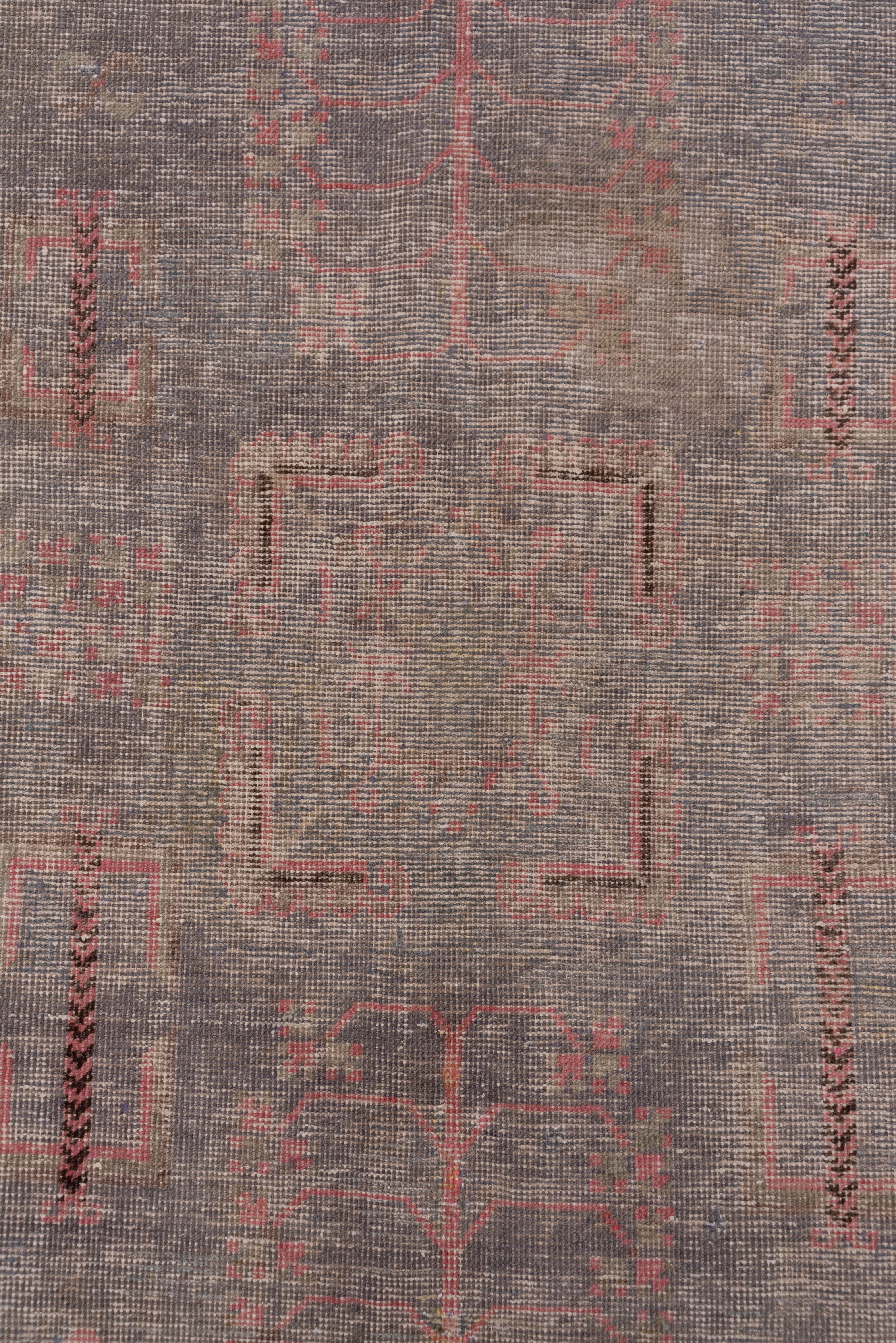 Antique Khotan Rug, Light Gray Field, Pink Borders, Lighly Distressed In Good Condition For Sale In New York, NY