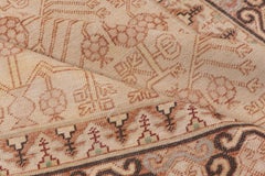 Antique Khotan Rug, Pink Tones, Neutral Field, Pomegranate Design