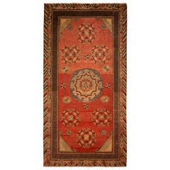 Antique Khotan Rug Red and Beige Medallion Pattern by Rug & Kilim