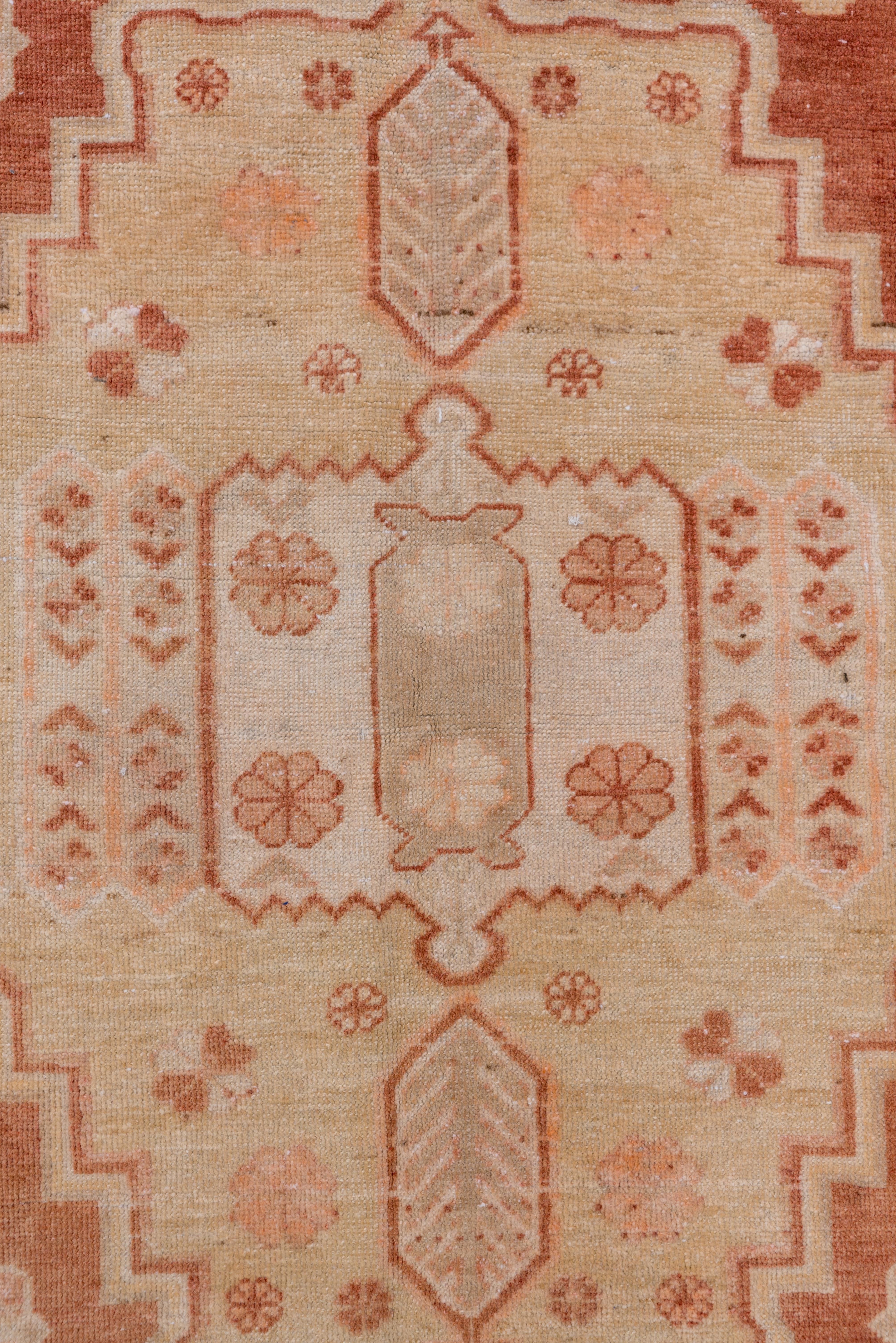 Hand-Knotted Antique Khotan Rug, Terracotta Field, Gray Borders For Sale