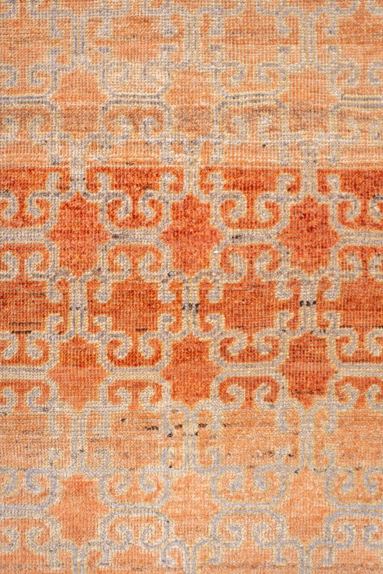 Hand-Knotted Antique Khotan Rug with Lattice Design For Sale