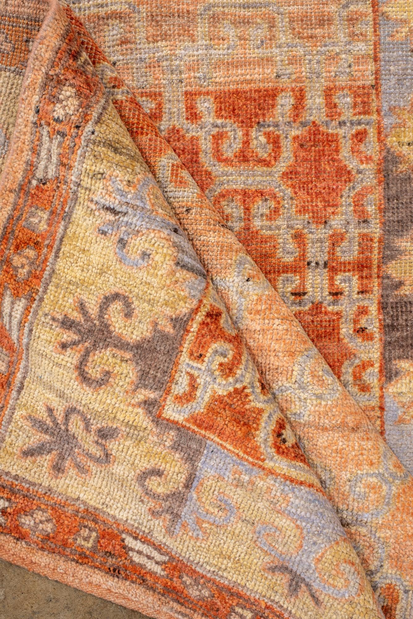 Antique Khotan Rug with Lattice Design For Sale 1