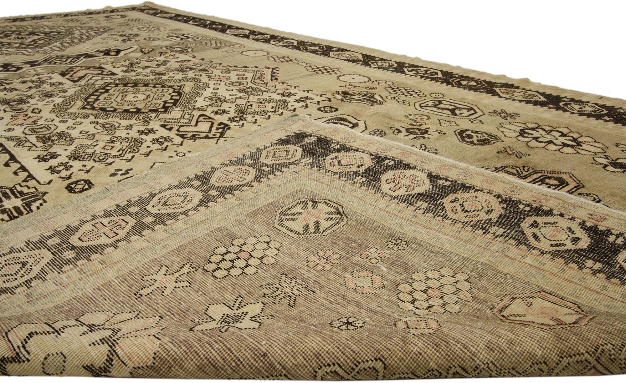 Hand-Knotted Antique Khotan Pictorial Gallery Rug with Mid-Century Modern Tribal Style For Sale