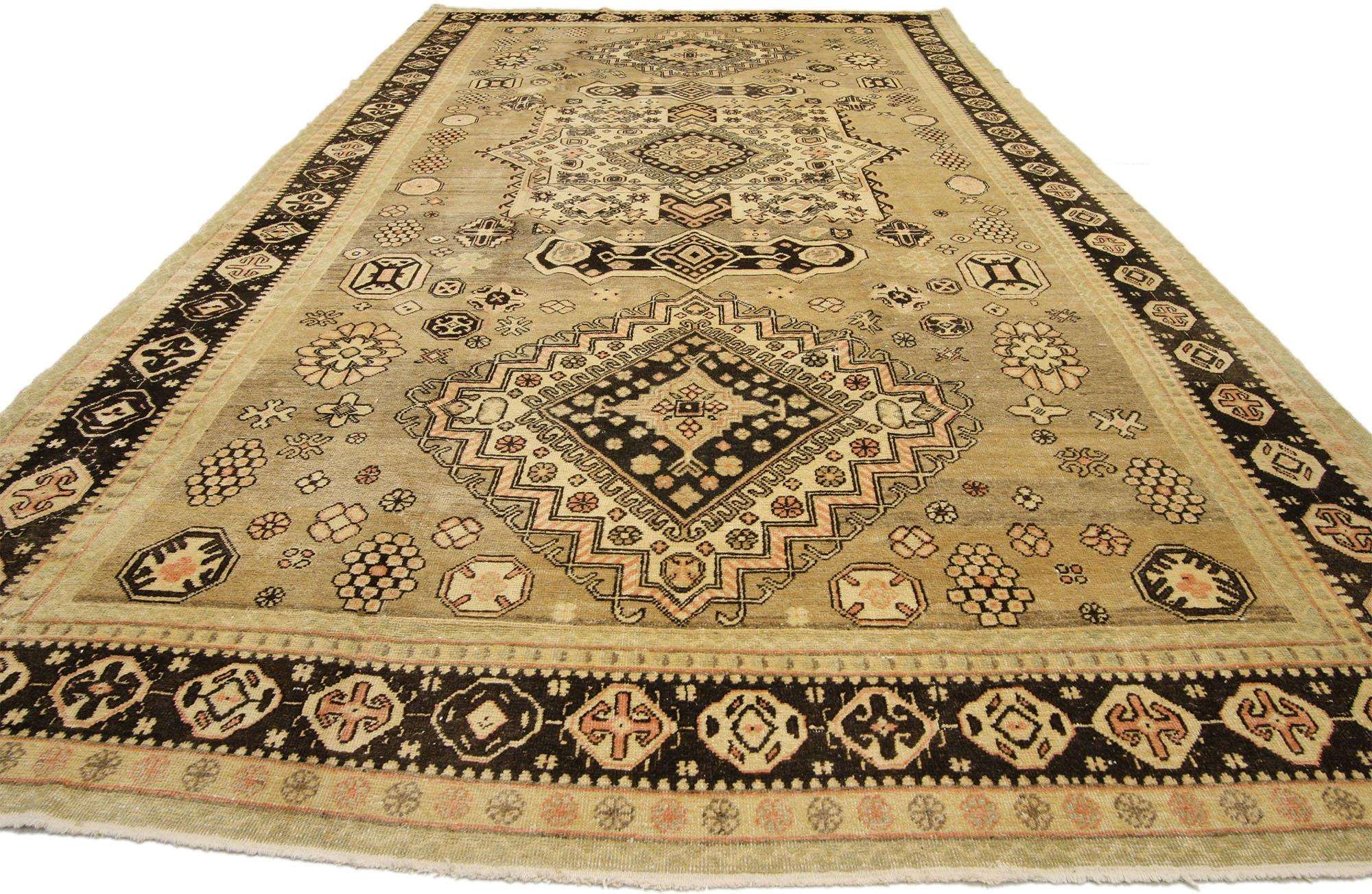 Uzbek Antique Khotan Pictorial Gallery Rug with Mid-Century Modern Tribal Style For Sale
