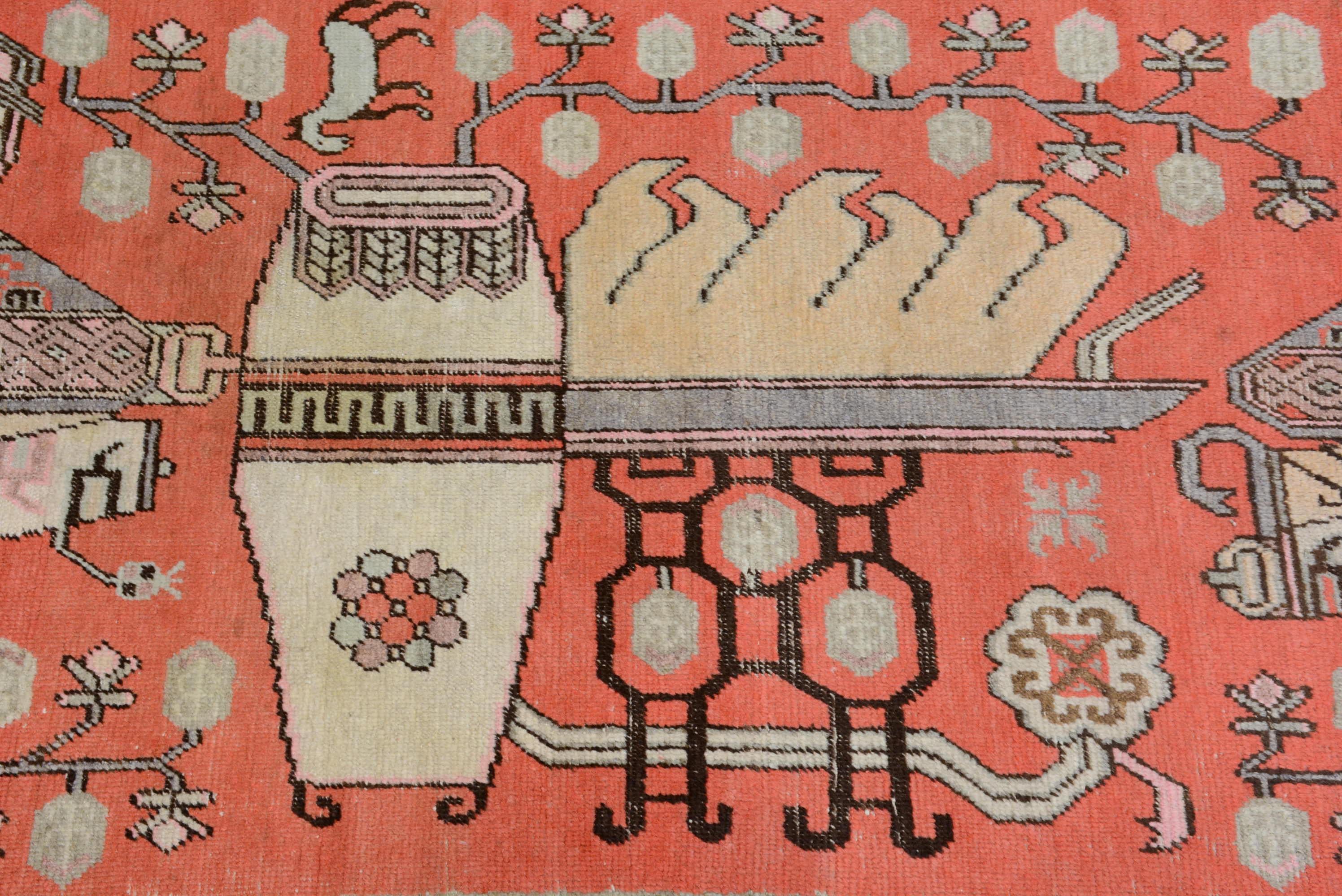 East Turkestani Antique Khotan Rug with Vase Pattern For Sale