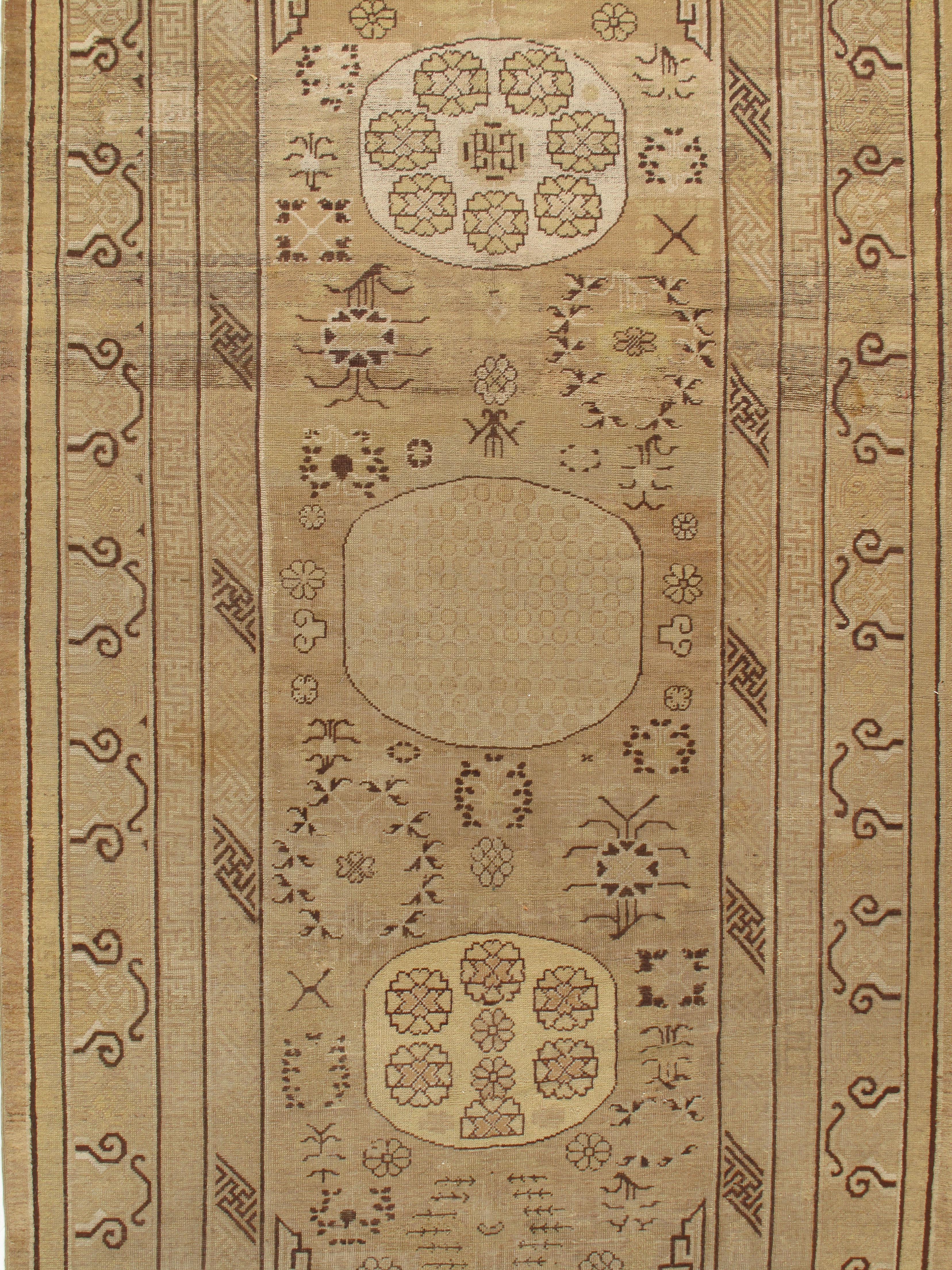 Chinese Antique Khotan Samarkand Gallery  6'3 x 12'4 For Sale