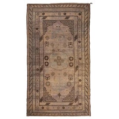 Tappeto antico Khotan Samarcanda con medaglione in lana (11' 8" x 6' 6")