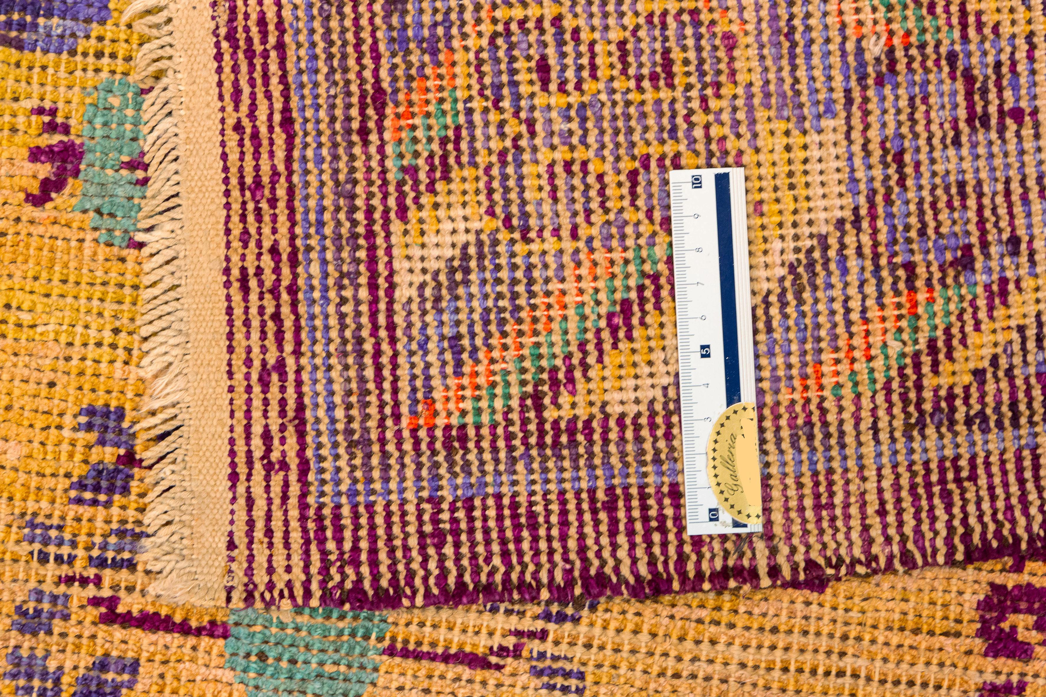 Antique Khotan Silk Rug Yellow Saffron Color For Sale 5