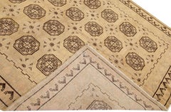 Antique Khotan Tan Handmade Geometric Pattern Wool Rug