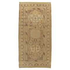 Antique Khotan Tan Samarkand Rug, Hand-Woven Wool, 6'3 x 12'4, China, 1870